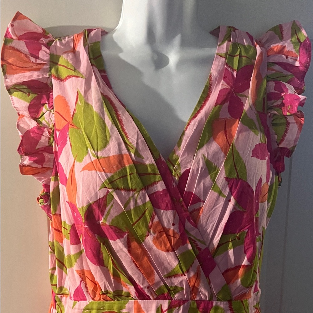 Taylor Pink and Green Patterned Blouse - Picture 3 of 5